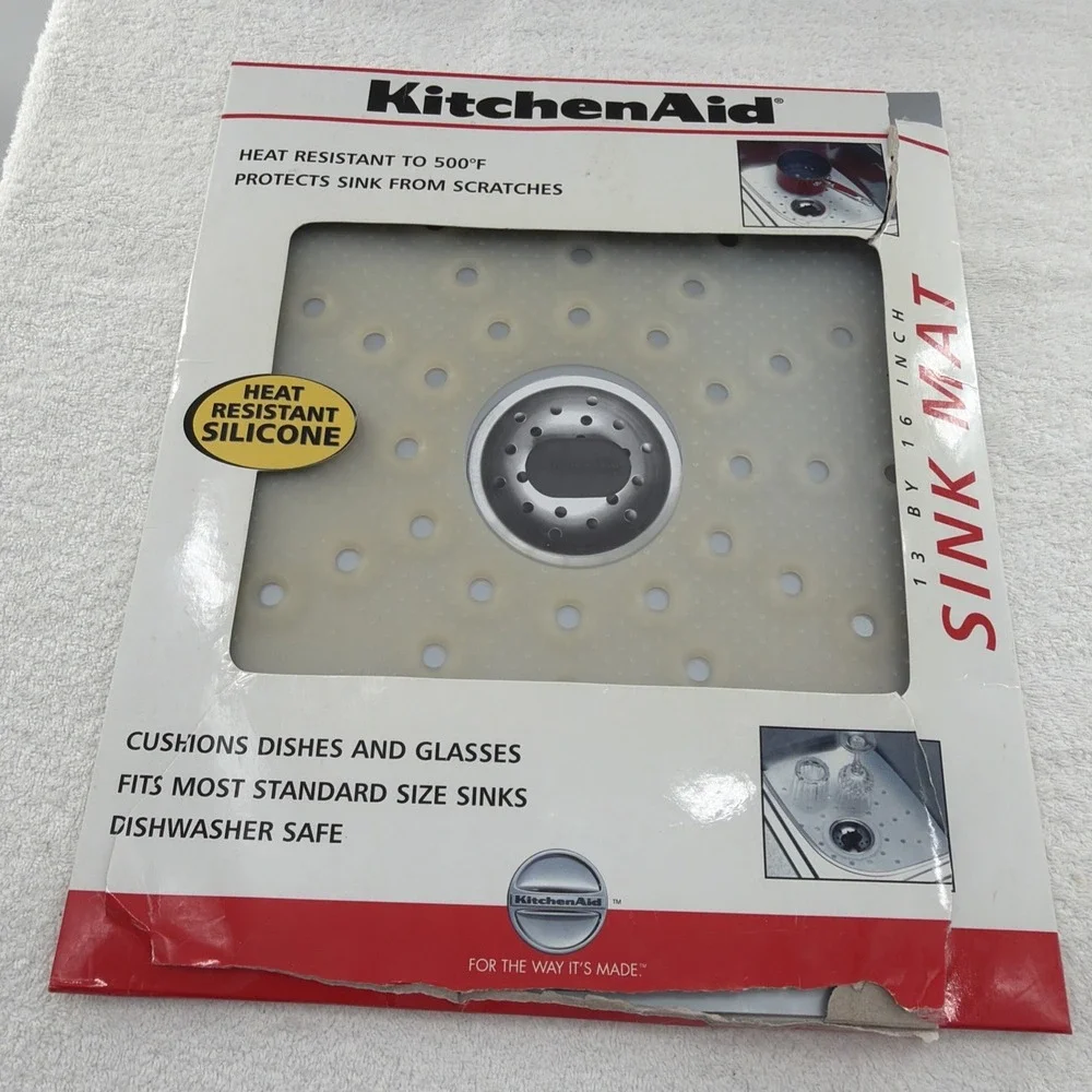 New KitchenAid 13 x 16 Inch, Heat Resistant Silicone Sink Mat Until 500 Degrees